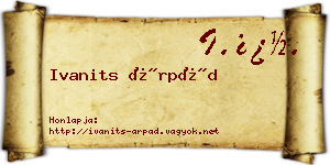 Ivanits Árpád névjegykártya